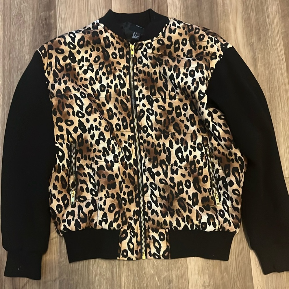 Cheetah print bomber jacket
